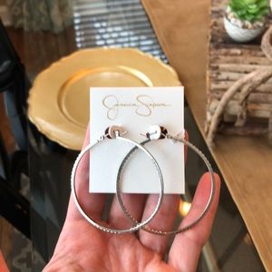 Jessica Simpson rhinestone silver hoop earrings